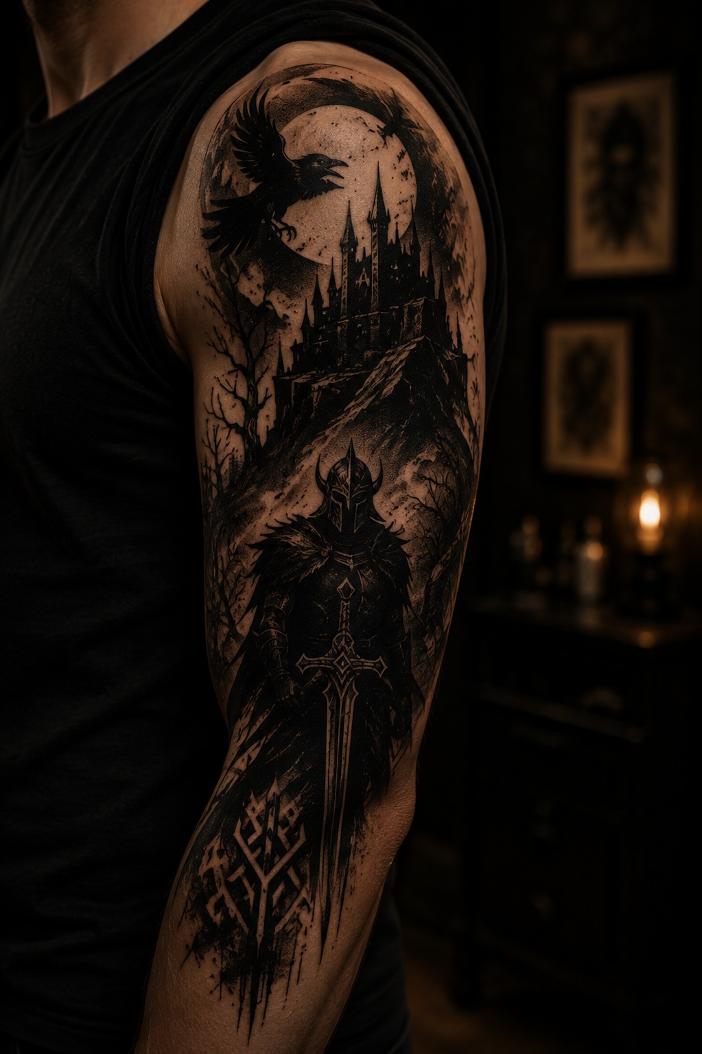 Blackwork Tattoo Beispiel bei Most Wanted Berlin